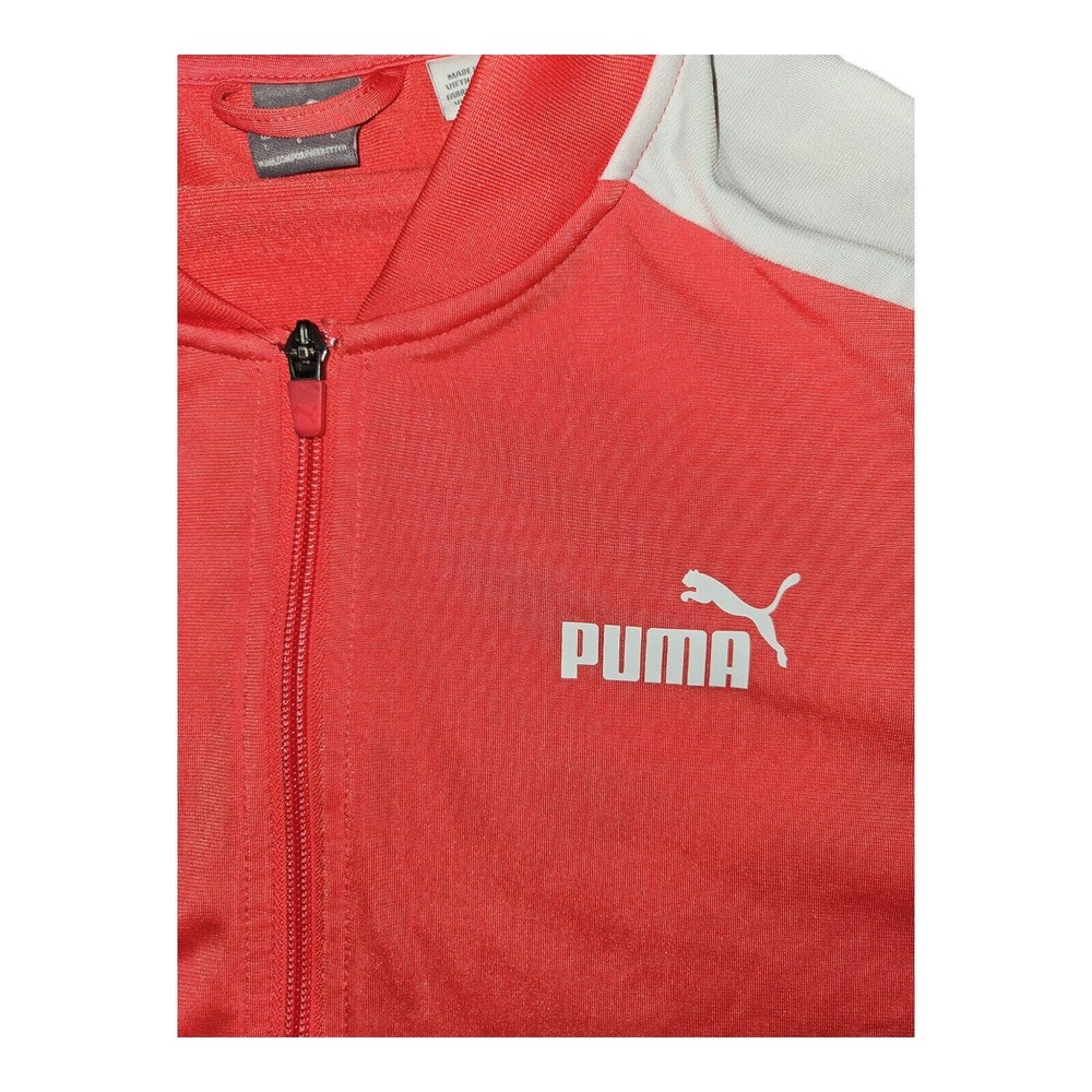 Puma Full Zip Jacket Women's Large Pink White Pockets Stretch Running Active - Picture 5 of 8
